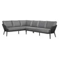 OUTLIV. Monet Loungeecke aus Aluminium und Rope in Schwarz und Dunkelgrau, modernes Design für Ihren Outdoor-Bereich