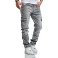 Amaci&Sons Straight-Jeans MIAMI Regular Slim Cargo Jeans grau W34/L32