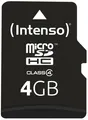 Intenso 4GB microSDHC Class 4 + SD-Adapter Speicherkarte Speichererweiterung NEU