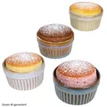 4er Set Gustos Soufflé Schälchen Steingut Ramekins 180ml Ø9cm braun creme blau