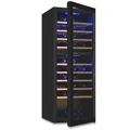 Exquisit Weinkühlschrank 2 Zonen, Platz für 78 Flaschen, 194 Liter, Umluftventilator, 9 Holzablagen, Digitale Temperaturanzeige, WS2-78-GTE-160G schwarz