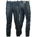 German Wear Lederhose lederjeans bikerjeans Büffelleder seitlich geschnürt Schwarz, Größe:48