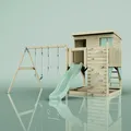 OutdoorToys Spielturm Nils aus Holz in Grün Mintgrün, mit Trapezstange