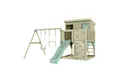 OutdoorToys Spielturm Nils, aus Holz in Mintgrün mit Trapezstange & Rutsche, Kletterwand