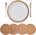 VIVANNO Ilana Platzsets - 4er Set Runde Tischsets aus Wasserhyazinthe, Natürliche Tischuntersetzer, Durchmesser 30 cm - Zeitlos & Dekorativ