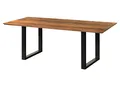 Esstisch Akazie 180x90x76 natur / Epoxid schwarz, U-Beine anthrazit matt