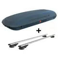 VDP-CA480 Dachbox 480 Liter Carbon Look abschließbar + VDP004 Alu Relingträger kompatibel mit für Toyota RAV 4 XA20 00-'05 bis abschließbar