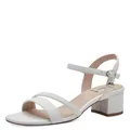 s.Oliver Damen Sandalette Karree Blockabsatz klassisch elegant 5-28207-42, Größe:40 EU, Farbe:Weiß