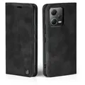 Handy Hülle für Xiaomi Redmi Note 12 Pro+ 5G Klapphülle Bookcase Flip Cover Handy Tasche Etui Farbe: Schwarz - Schwarz
