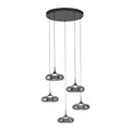 SCHÖNER WOHNEN Pendelleuchte Hängeleuchte LED Posh Grau Rauchglas 5-flg dimmbar