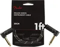 Fender Deluxe Series Patchkabel, Gitarrenkabel für Gitarre Effektpedal, Winkel/Winkel, Black Tweed 0,3m