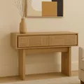 Mendler Konsolentisch HWC-O31, Telefontisch Beistelltisch Ablagetisch, Schublade Melamin 86x110x41cm - Ulme Natur