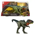 Mattel Jurassic World: Die Wiedergeburt Gigantic Thrashers Tyrannotitian Dinosaurier-Spielzeugfigur, mit zwei aktivierbaren Wutanfällen, digitales Spiel, JCL75