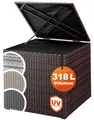 CASARIA® Auflagenbox 318L Polyrattan - Wetterfeste Garten Aufbewahrungsbox für Kissen & Sitzauflagen 75x75x70cm, für Balkon, Terrasse und Garten, UV-beständig Braun