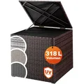 Gartenbox Polyrattan 318L Braun mit Innenverkleidung wetterfest