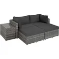 Tectake Aluminium Rattan Lounge San Domino Wetterfest und Uv Beständig Dicke Der Sitzpolster 10 cm  92 x 72 x 63 cm Hellgrau Dunkelgrau