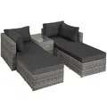 tectake® Rattan Gartenmöbel Set, Variable Lounge Möbel für 4/2 Personen mit Alu Gestell, Ecksofa, Liege, großes Sofa mit Tisch/Doppelliege, Balkonmöbel Outdoor, Terrassenmöbel (hellgrau/dunkelgrau)
