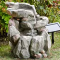 Solarbetrieben Außen Rock Herbst Stein Wasserbrunnen Merkmal Garten Vogelbad