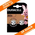 Duracell CR2025 Knopfzellen (20 Stück) CR 2025 Lithium-Knopfzelle 3 V