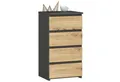 Home Collective Kommode 40 cm breit Holz Highboard Sideboard für Flur Schlafzimmer Wohnzimmer (Mehrzweckschrank Schrank schmal Kommode Schlafzimmer mit Schubladen), Kinderzimmer Organizer, 73 cm hoch, 4 Schubladen graphit-Artisan Eiche