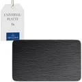 Villeroy & Boch - Manufacture Rock Multifunkionsteller Rechteckig Schwarz, Spülmaschinenfest, Mikrowellensicher, Servierteller, Teller Länglich, Servierplatte Schwarz, Schieferoptik, Premium Porzellan