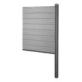 WPC-Sichtschutz Sarthe, Zaun Windschutz, WPC-Pfosten zum Einbetonieren Erweiterungselement schmal, 98cm grau