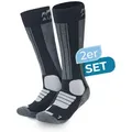 Alpenwert Skisocken 2er SET Snowboard Socken aus echter Merinowolle Herren & Damen (2 Paar, 4 Skisocken) Meinowolle Ski Socken schwarz 39-42