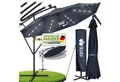 tillvex Sonnenschirm tillvex® Sonnenschirm LED Solar Ø 3m Ampelschirm Balkon Gartenschirm, Alu Ampelschirm + Abdeckung LED Solar Ø 350 cm mit Kurbel, Abdeckung + Ständer, Gartenschirm UV-Schutz Aluminium, Kurbelschirm Marktschirm wasserdicht 360° drehbar