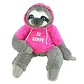 BEMIRO Faultier Kuscheltier rosa mit Pullover Be Happy - ca. 60 cm, Kuscheltier mit Pulli, Kletthände zum anhängen, Plüschtier mit Hoodie