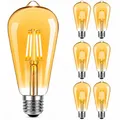 NUODIFAN Edison Vintage Glühbirne, 6 Stück Edison LED Lampe Warmweiß E27 Retro Glühbirne Ideal für Nostalgie und Retro Beleuchtung im Haus Café Bar usw