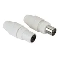 Hama TV Antennenstecker Set Weiß 2 Stück Koax Stecker männlich/weiblich