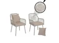 2er-Set Gartenstuhl MCW-O12, Outdoor Sitz-/Rückenpolster Aluminium Seilgeflecht Rope ~ creme, Bezug creme