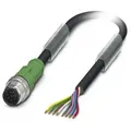 M12 Sensorleitung PVC 8-polig Stift gerade A-Kodierung, Länge 4,0 Meter tiefschwarz RAL 9005, Kabel Außendurchmesser