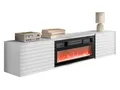 Mirjan24 TV-Lowboard Tifiner EF mit Elektrischem Kamin, Realistische LED-Flamme, Schrank für Fernseher bis zu 80 Zoll, Griffloses Öffnungssystem, Fernsehschrank (Weiß)