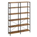 VASAGLE Bücherregal, Standregal mit 6 Ebenen, 30 x 120 x 170 cm, Industrie-Design, für Wohnzimmer, Arbeitszimmer, Balkon, Küche, vintagebraun-tintenschwarz LLS114B01