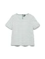 VERO MODA Damen VMABBY SS Zip JRS NOOS Top, Snow White/Stripes:Gray Mist, X-Small