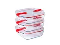 PYREX Frischhaltedose Cook & Heat, Borosilikatglas, (Frischhaltedosen-Set, 3-tlg., quadratisch/ rechteckig, ca. 1–1,2 l), mit Ventil, auslaufsicher, mikrowellengeeignet, gefriergeeignet