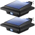 BILLION DUO Dachrinne Solarleuchte mit Bewegungsmelder 40 LEDs | Solarlampen für Außen | Schwarz Gartenbeleuchtung Warmweißes Solarlicht, 3W PIR Sicherheitswandleuchte Außenlampe für Garage, Patio