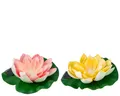 Lumineo Solar Gartenleuchte Seerose 17x6cm Kunststoff 1 Stück Sortiert - LED Solarleuchte Schwimmlicht für Pool Gartenteich Brunnen Beet - schwimmende Blume Solarlicht Gartendeko Teichdeko - Warmweiß