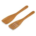 Linnuo Pfannenwender Holz 2er Set 30cm - Schutz vor Kratzer für Pfanne - Küchenhelfer aus edlem Kirschholz - Hitzebeständig, Antibakteriell - 100% EU Naturprodukt - Plastikfrei & Gesund - Spatula