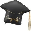 Partydeco Folienballon Kappe Congrats, Schwarz, 53 x 44 cm, 1 Stück (1x) (FB281)