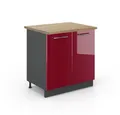 Vicco Unterschrank Fame-Line, Bordeaux Hochglanz/Anthrazit, 80 cm mit Regal, AP Eiche (1-St)