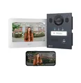 Goliath Basic Video Türsprechanlage, 2 Draht Bus, 7'' Monitor, Aufputz Türklingel mit Kamera, Gegensprechanlage mit Türöffner und Klingel, 1 Familienhaus, Plug & Play, Smartphone App