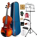 Aileen 4/4 Geige Erwachsene Anfänger, Violine Set für Kinder ab 12+ Jahre, Massive Europäische Fichte Violine mit Notenständer