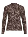 Vila Damen Vileoa L/S Rollneck Top-Noos Langarmshirt, Nomad/AOP:Leo,L