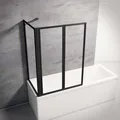 Schulte Duschabtrennung für Badewanne Smart, 2-teilig mit Seitenwand, Profilfarbe: Schwarz , 3 mm Sicherheitglas (ESG) Klar hell, Faltwand: 89 x 121 cm, Seitenwand geeignet für eine 68 - 71 cm Wanne