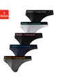 Bruno Banani String (Packung, 5-St) mit Streifen Logo Webbund, navy-blau, schwarz-pink, grau-meliert-mint, anthrazit-meliert-gelb, schwarz-grau