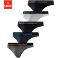String BRUNO BANANI, Herren, Gr. S, bunt (navy, blau, schwarz, pink, grau, meliert, mint, anthrazit, meliert, gelb, schwarz, grau), Jersey, Obermaterial: 95% Baumwolle, 5% Elasthan, unifarben, körpernah, Unterhosen, mit Streifen Logo Webbund