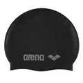 Arena Classic Junior Unisex-Badekappe aus Silikon für Jungen und Mädchen mit verstärktem Rand, weiche und strapazierfähige Badekappe, Schwarz, Größe Eins