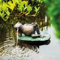 esotec Wasserspeier FROSCH liegend Seerosen-Blatt mit Solarpumpe 101664